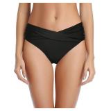 XL Women Twist Bikini Bottom Moderate High Cut Bat