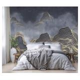 Abstract Gray Mountain with Gold line Wallpaper