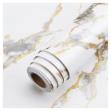 24'x160' White and Gold Marble Contact Paper 24 In