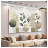Green Boho Wall Art Minimalist Canvas Wa