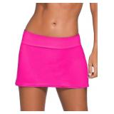 Large Women Swim Skirt Solid Color Waistband Skort