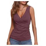 Large Womens Deep V Neck Tank Tops Sexy Sleeveless