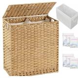 Laundry Hamper with Lid Wicker Laundry Basket 112