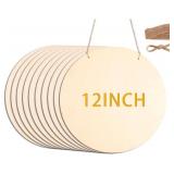6Pcs 12 Inch Wood Circles for Crafts, Unfinished
