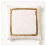 Embroidered Frame Square Throw Pillow Cream/Dark T