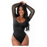 FeelinGirl Long Sleeve Bodysuit for Women Sexy Mes