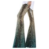 Small Women Sequin Pants Sparkly Glitter High Wais
