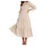 Women Casual Long Sleeve Crew Neck Fall Dres