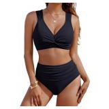 Medium Womens High Waisted Bikini Set Retro Tummy
