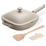 10.5 Inch(3.8QT) Ceramic Pan with Lid,Non Stick Fr