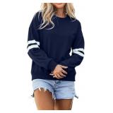 Small Varsity Striped Detail Drop Shoulder Oversiz