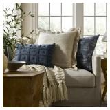 Tufted Geo Lumbar Throw Pillow Steel - Threshold