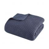 50'x60' Bree Knit Throw Blanket Indigo: Ink+Ivy Ac