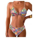 Medium Women's Triangle Bikini Sets O Ring Linked
