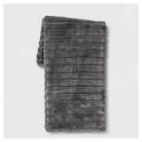 Textured Faux Fur Reversible Throw Blanket Neutral