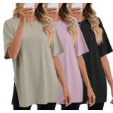 XL 3 Pack Women's Oversized Gym T Shirts Short Sle