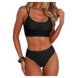 Medium Womens Halter Bikini Top Color Block Sporty