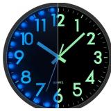LED Wall Clock for Bedroom Night Glow, 12 I