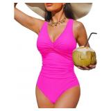 Large Women Tummy Control One Piece Swimsuit - Pus