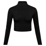 Small Lightweight Mock Turtleneck Crop Tops Long S