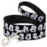 Dog Leash Mickey Mouse Expressions Close Up Black