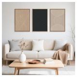 $95 3 Pcs Neutral Abstract Framed Wall Art,