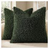 Set 2 Throw Pillow Covers 18x18, Faux Fur