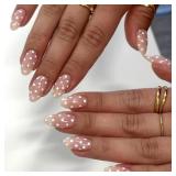 24Pcs Cute Polka Dot Press on Nails Almond Medium