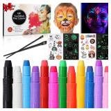 Glow Face Body Paint,12 PCS Glow In The Dark