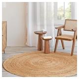 $140 8ft Round Natural Jute Rug - Handwo