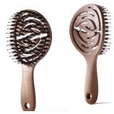 Mini Boar Bristle Hair Brush, Travel Small Hairbru
