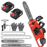 $129 Battery Powered Chainsaw,12' & 16' Dual Guide