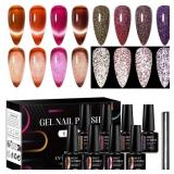 8pcs Nail Polish Set, Soak off UV LED