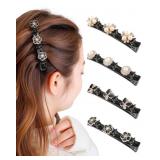 4 PCS Sparkling Crystal Stone Braided Hair Clips D