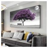 Country Purple Tree Wall Art 40x20 for Living Room