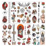 50 Pcs Vintage Old School Temporary Tattoos for Ad