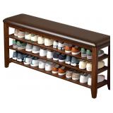 $200 Shoe Bench Storage Rubberwood Leather
