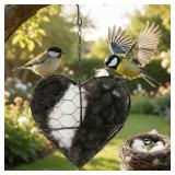 Handmade Fiber Bird Nesting Heart Refillable Birds