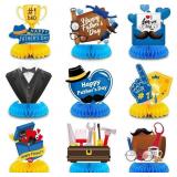 9pcs Father's Day Decorations Honeycomb Centerpiec