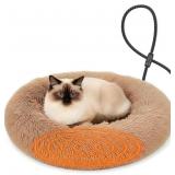 Heated Cat Bed for Indoor Cats, 23-inch Cozy Donut