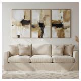 $70 Neutral Abstract Textured Framed Canvas Wall A