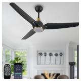 Ceiling Fan with Lights,52 inch Black Ceiling
