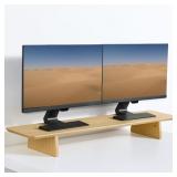 $113 Dual Monitor Stand Riser - Real Wood Double W