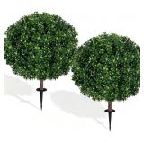 27.5' Artificial Boxwood Topiary Ball Tree, Set of