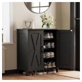 Farmhouse Shoe Cabinet with 2 Barn Doors