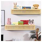 Rattan Wall Shelf, Set of 2, Boho Floating Shelf,