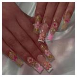 White French Tip Press on Nails Long Square Fake N