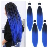 22inch Navy Blue Ombre Braiding Hair Pre Stretched