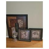 Framed Earth Hemispheres Prints, Abstract Wall