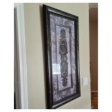 Large Ornate Framed Vertical Scroll Motif Wall Art